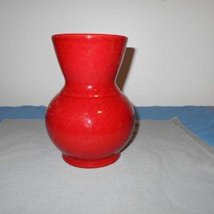 Crate and Barrel  -  Ceramic Vase Red Cerise - Pottery 8" High - NWOT